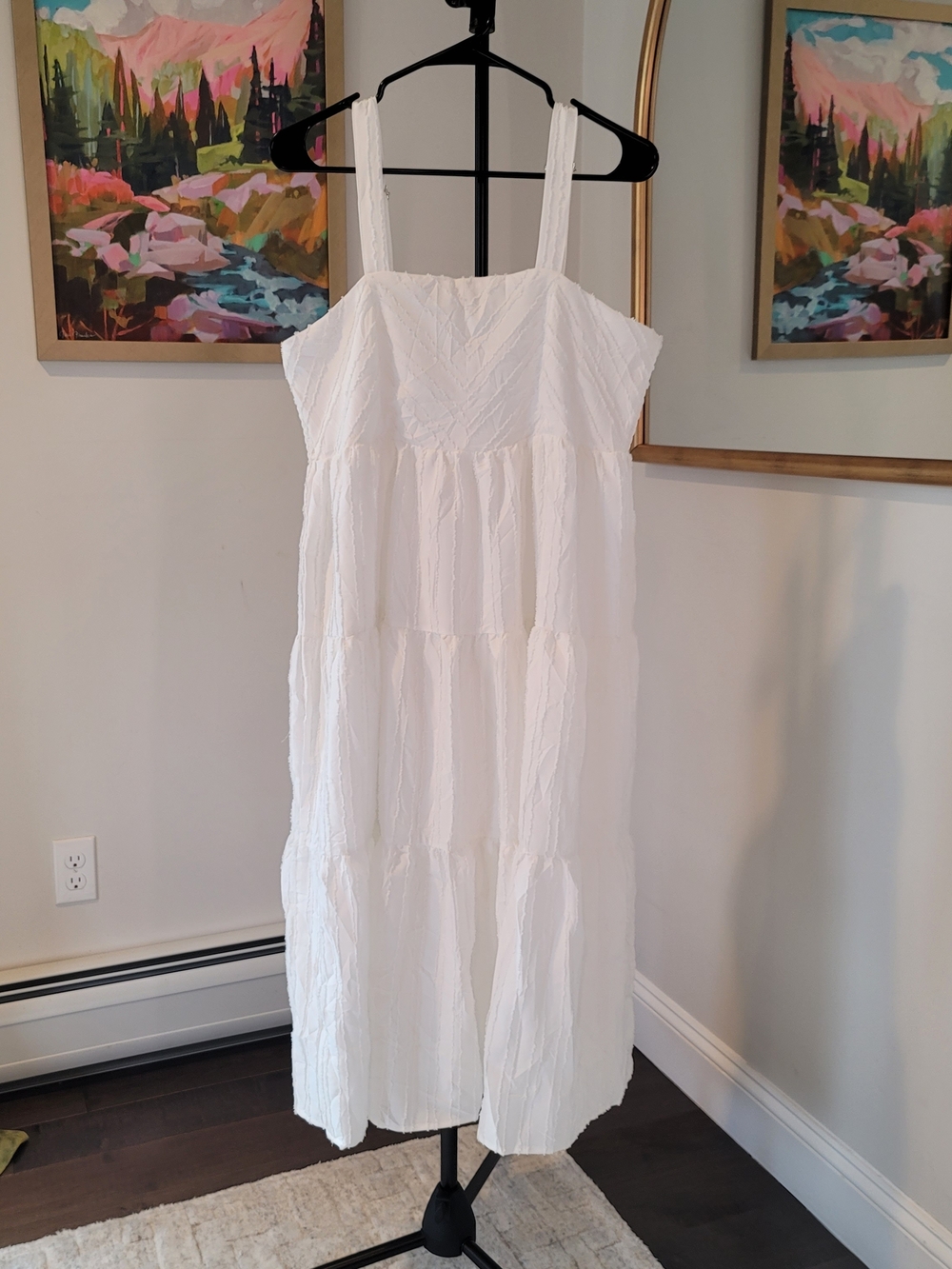 EUC INDIGO SOUL White Midi Dress Adjustable Straps Women's Size L